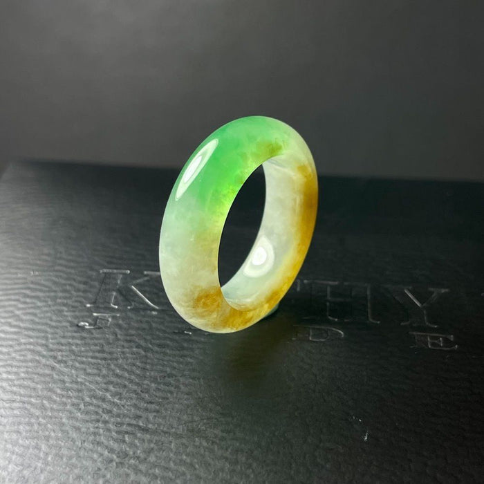 Ice-type jadeite three-color yellow and green ring-ZROLMA(JQ2024921001)