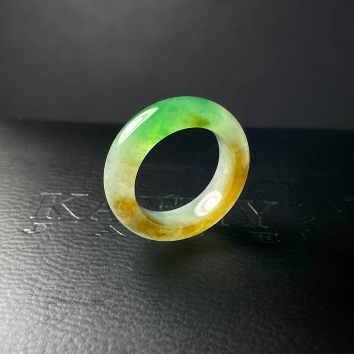 Ice-type jadeite three-color yellow and green ring-ZROLMA(JQ2024921001)