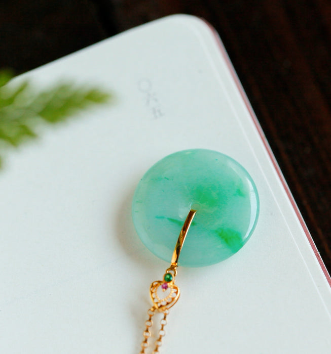 Ice-floated flower jadeite peace buckle pendant-ZROLMA(DZ2024924001)